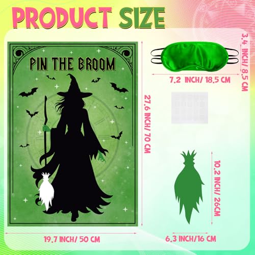 Witch Party Pin the Broom Game Set - Halloween Decoration & Family Fun