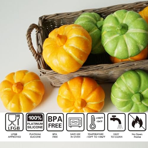 Pumpkin Silicone Molds for Chocolate and Baking - Fall & Halloween Themed, 2 Pack - Style 16