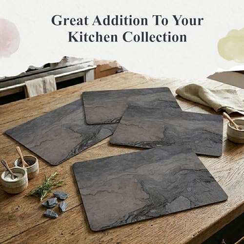 Slate Design Placemats Set of 4 - Waterproof, Heat Resistant, Cork Backing