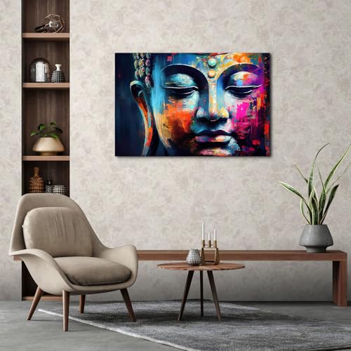 Large Buddha Wall Art Canvas Poster - Zen Meditation Room Decor 48x32 Inches