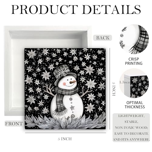 Winter Snowman Wooden Desk Sign - Rustic Holiday Christmas Decor - Variation 030
