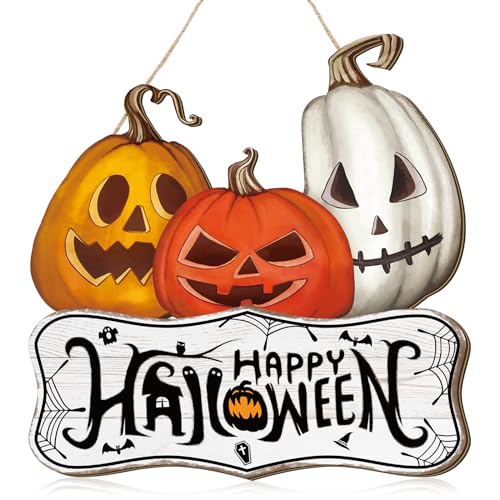 Halloween Pumpkin Wreath Welcome Front Door Sign - Fall Decor