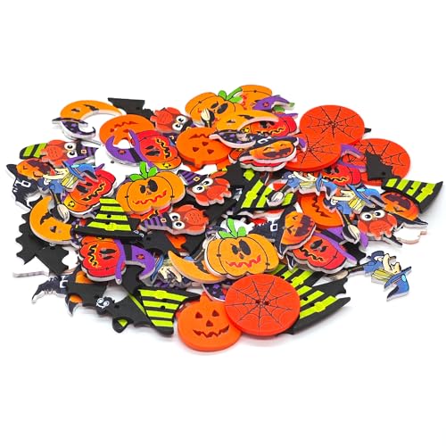 Halloween Shape Wooden Buttons Set - 100 Mixed Spooky Shapes for Crafts & Decorations