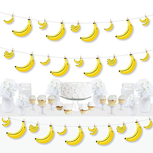 Tropical Party Clothespin Garland Banner - DIY Banana Decorations, 44 Pieces