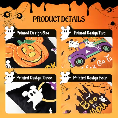 4Pcs Halloween Pillow Covers 18x18 Inch Cute Home Decor Set - Ghost Pumpkin