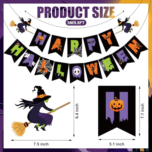Halloween Party Decorations Banner & Hanging Swirls - Ghost Pumpkin Witches