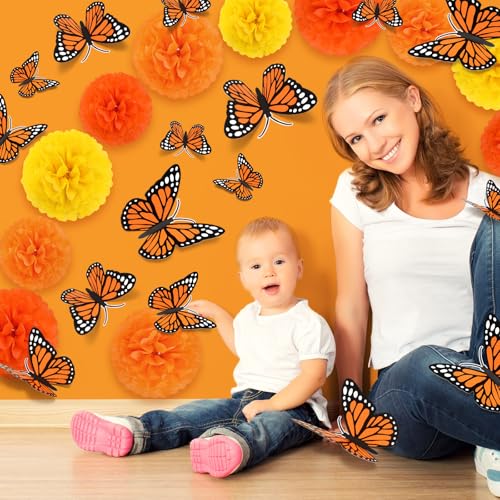 Day of the Dead Paper Flower & Butterfly Decorations - 24 Pcs