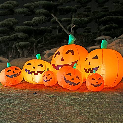 8FT Long Halloween Inflatable Pumpkin Patch with LED Lights - Outdoor Yard Decor