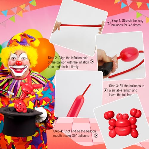 Long Balloons Red - 260 Pack for Party Decorations & Balloon Arch - Variation: Red