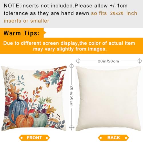 Dark Blue Fall Waterproof Outdoor Pillow Covers 20x20 Set of 2