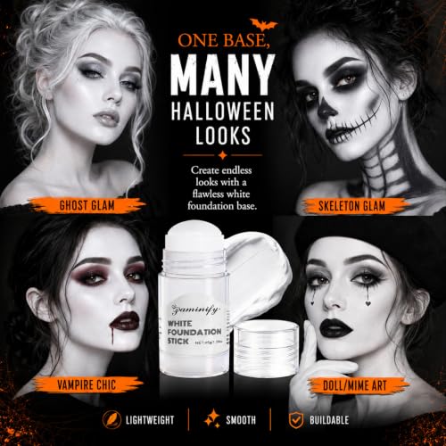 White Face Paint Stick for Halloween & Cosplay - Waterproof, Matte, Skin-Friendly