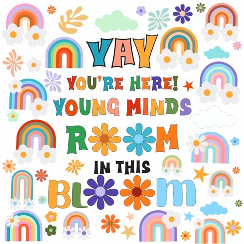 Positive Quotes Wall Decals - Colorful Rainbow Flower Stickers for Kids - Inspirational Wall Art - Lamkidle Variation