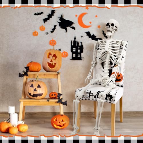 Halloween Chair Covers 6-Pack Spooky Ghost Skeleton Pumpkin Bat Witch Decor