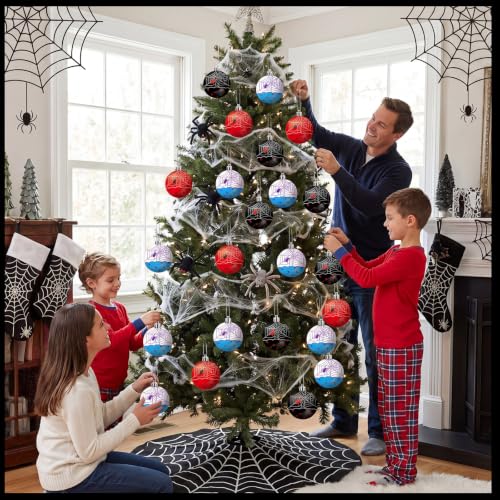 Cute Spider Ball Ornaments 24PCS 2.4in Shatterproof Hanging Decor - Unbreakable Halloween or Holiday Decorations