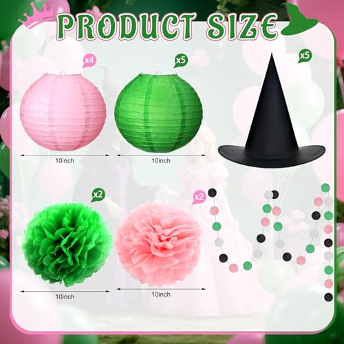 31 Pcs Witch Birthday Decorations Set - Pink & Green Party Supplies