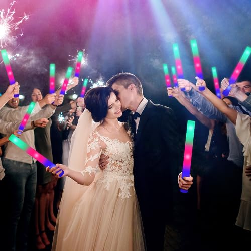 28PCS LED Foam Glow Sticks Bulk Party Pack with 3 Flashing Modes for Events
