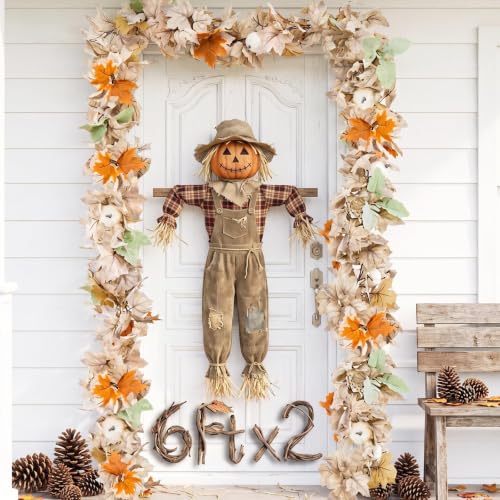 6FT Fall Garland Pack - Autumn Leaves Decor for Mantle Fireplace Porch