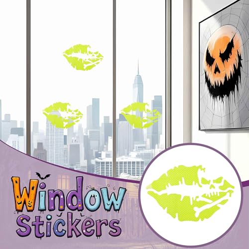 Halloween Car Lip Decals Green Skull Lips Stickers for Vehicle Window Wall 1 Pcs