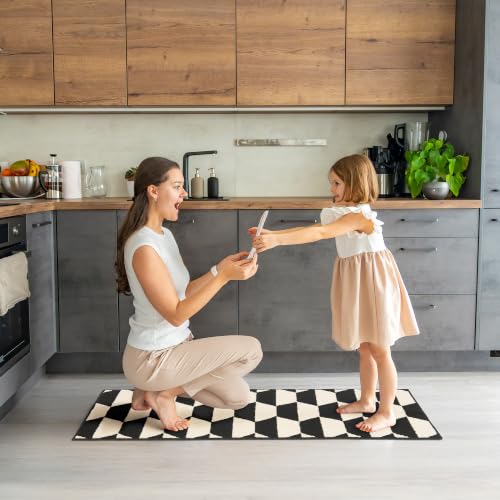 Kitchen Floor Mat Non Slip Washable Rug 47x20 Inches Diamond Pattern Stain Resistant