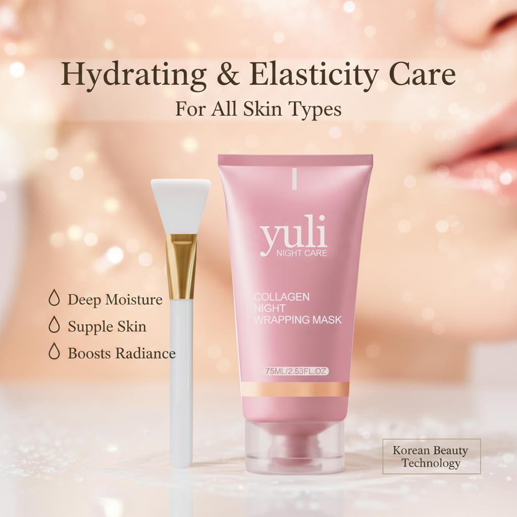 YULI collagen night wrapping mask,YURI collagen night wrapping mask,Easy Peel Off Facial Mask Skin Care night mask,Hydrating Face Mask is the Ideal Gifts for Women and Teen Girls!2.54 fl.oz (1 pcs)