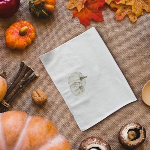 White Fall Kitchen Towels with Pumpkin Design - 16x24in Decorative Hand Towels