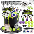 Halloween Cake Topper Skull Spider Webs Eyeballs Foam Balls Decorations