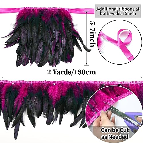 Hot Pink Rooster Feather Trim for Shawl Cape - 2 Yards, 5-7 Inch Variation of THIS Listing