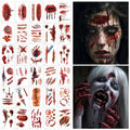 Waterproof Zombie Scar Tattoos Set - 30 Sheets for Halloween & Cosplay