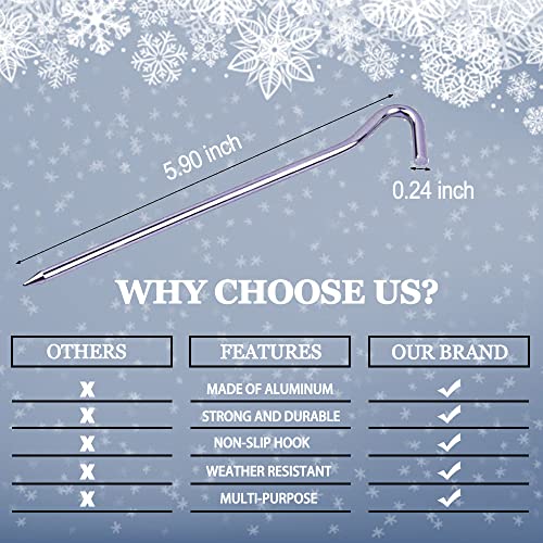 12 Pack Heavy Duty Aluminum Stakes & 6.5ft Tethers Tie Down Rope for Outdoor Decor - Variation 12