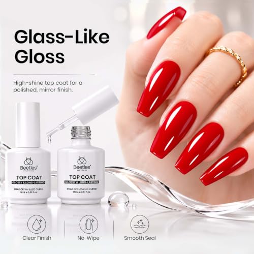 Beetles Extra Glossy No Wipe Gel Top Coat 2 Pcs 15ml - Clear Variation B-Clear-2