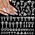 Silver-Set 1 100Pcs Nail Charms & Gems for Nails - Star, Heart, Bow, Crown