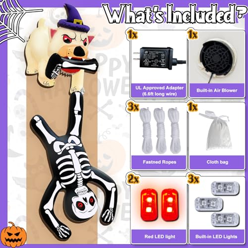8FT Inflatable Skeleton Dog Pulling Skeleton Halloween Decoration - Variations