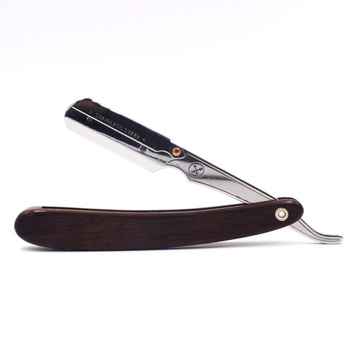 Parker SRDW Professional Shavette Razor – Walnut Wood Handle, Stainless Steel Arm & Clip Lock System for Secure Blade Fit, 5 Blades Included