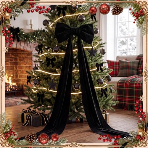 Oversized Halloween Black Velvet Bow with Streamers - Large Door & Tree Decor, Variation: Black