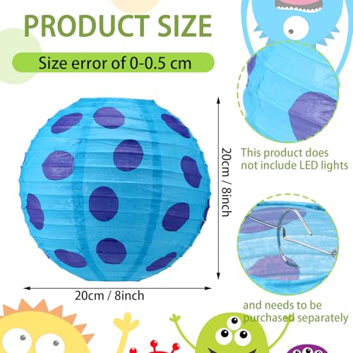 12 Pcs Monster Paper Lanterns Party Decorations - Reusable Festive Lighting