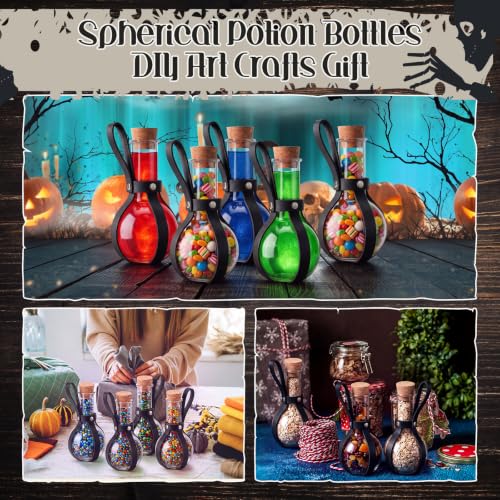 Plastic Potion Bottle with Cork and Belt - Halloween Decor, 3 oz, Black