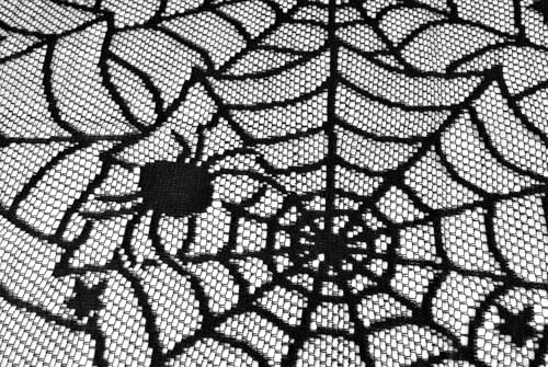Spider Web Lace Overlay Tablecloth - Gothic Halloween Decor 54x72 Inches - Variation: Spider Web / 72" x 54"