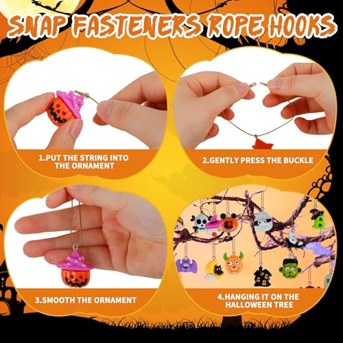 40Pcs Halloween Hanging Ornaments Tiny Resin Charm Pendants with Golden String - Halloween Decorations