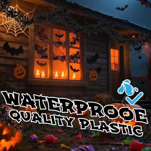 Black Halloween Garland for Mantle - 2 Pack, 5.9Ft Eucalyptus Vines