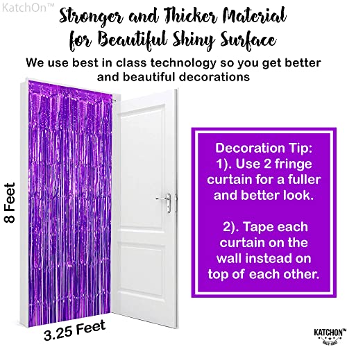Black & Purple Foil Fringe Curtains Pack of 4 - Party Backdrops & Decorations