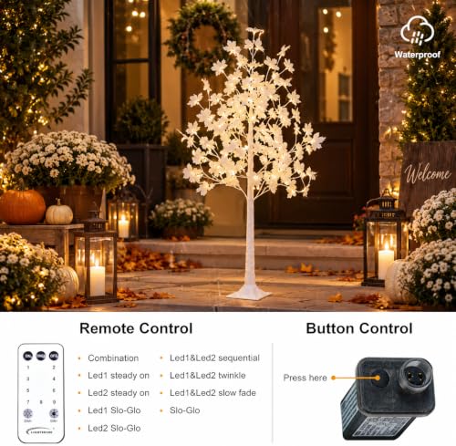 6FT LED Lighted Maple Tree with Remote Control - Artificial Decor for Indoor & Outdoor Use