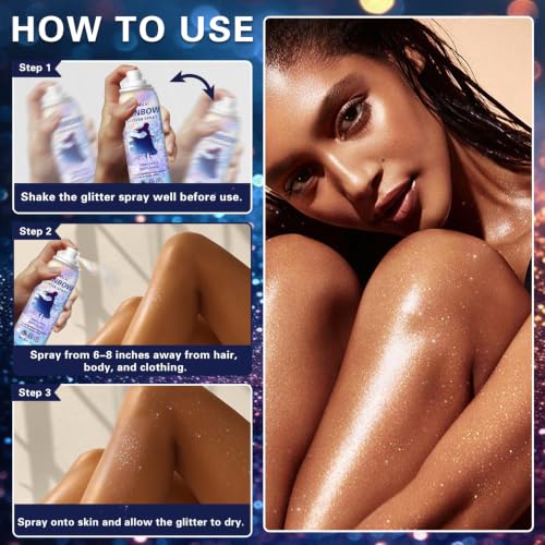 Pink Body Glitter Spray for Hair & Clothes - Shiny & Long-Lasting