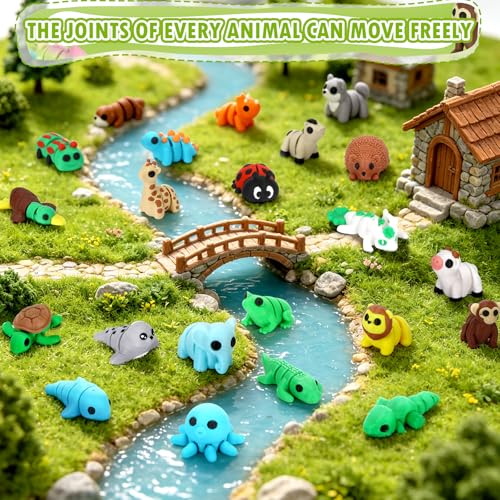 Mini 3D Printed Animal Figurines Set - 50 Styles, Poseable Pals Variation of This Listing