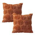 2-Pack Fall Throw Pillow Covers 18x18 Pumpkin Halloween Autumn Decor - Dark Rust