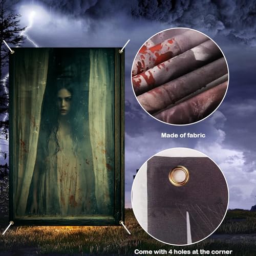 Halloween Window Cover Banner Bloody Ghost 31.5x47.3in Polyester - Variation LU90008