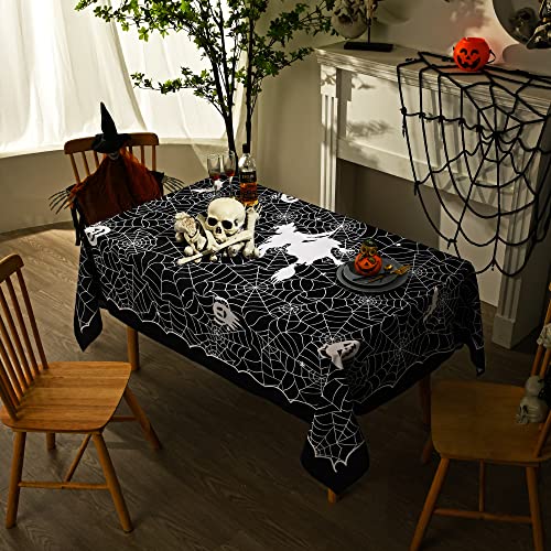 Halloween Rectangle Tablecloth 60x84 Inch Spider Web Black Waterproof Washable Decor Variation of THIS listing