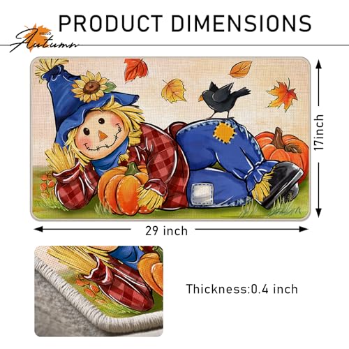 Fall Scarecrow Door Mat 1'5" x 2'5" - Autumn Pumpkin Crow Welcome Rug