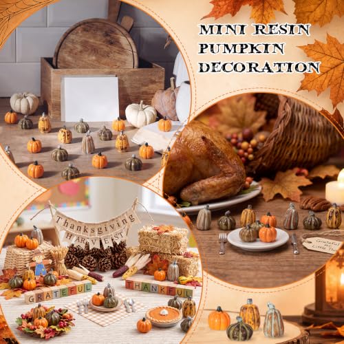 Fall Mix Mini Pumpkins Set - 80 Resin Decorations for Thanksgiving & Fall Crafts