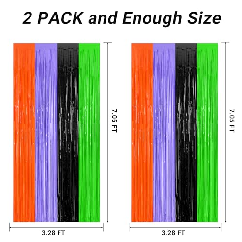 Halloween Foil Curtain Decorations 2 Pack - Orange, Purple, Black, Green