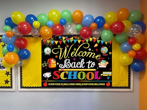 Welcome Back to School Banner Backdrop 6x4FT First Day of School Classroom Decoration